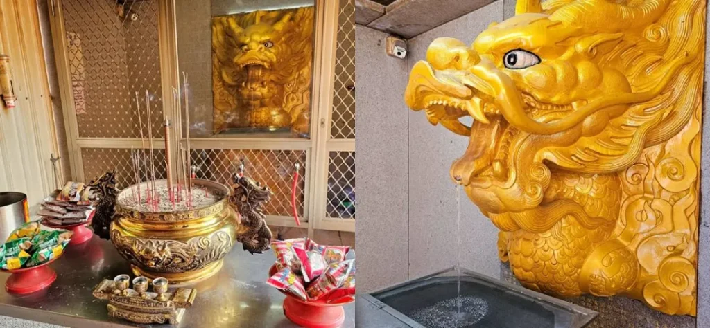 紫南宮金雞可以求財,台中龍井天公廟也能求金龜旺財擋煞 7 先點 1 炷香敬拜龍王菩薩後,領取可以消業障、求招財進寶的「龍喉水」/圖片取自Yuri's Life
