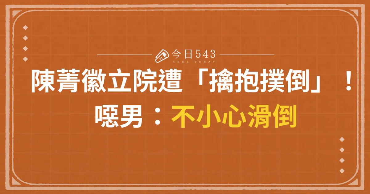 陳菁徽立院遭「擒抱撲倒」！噁男：不小心滑倒