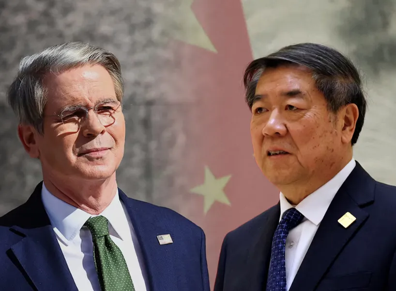中美關稅談判,美國財政部長:貝森特與中國國務部副總理:何立峰