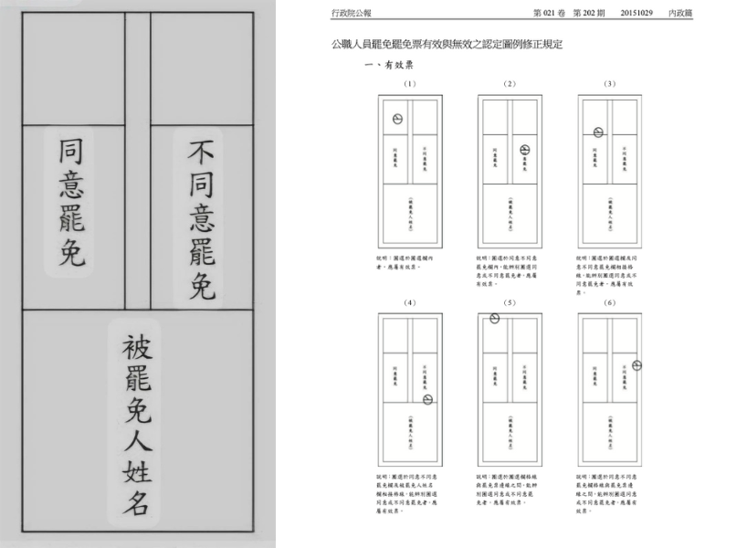 罷免選票樣式和有效票範例
