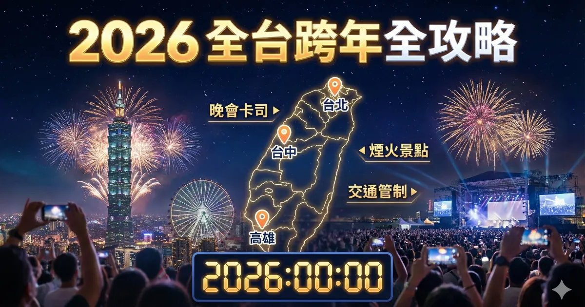 2026 跨年夜全攻略：全台晚會卡司、煙火景點與交通管制懶人包