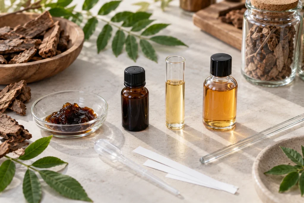 搜尋秘魯香脂精油時，可能會看到Peru Balsam、Balsam of Peru、香脂、萃取物或香氛油等不同名稱。